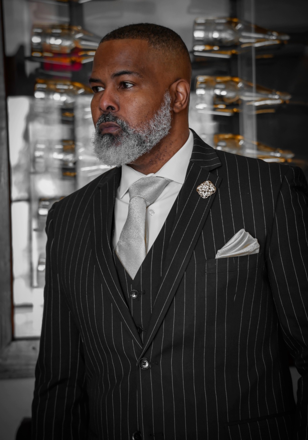 Rico Davis at the microphone in a luxury studio
